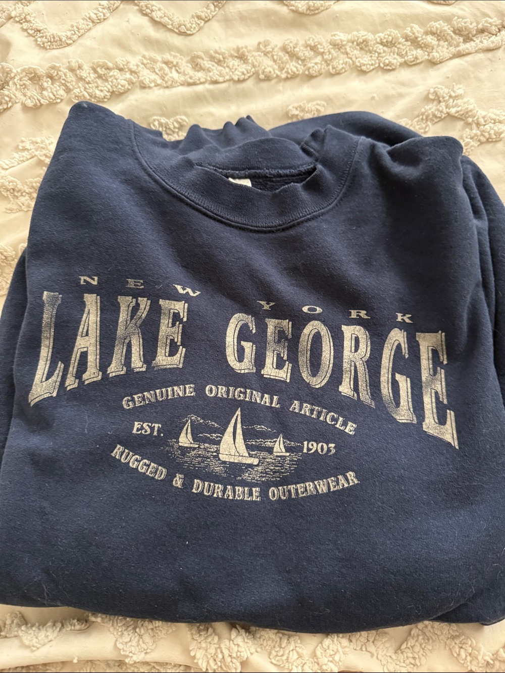 Fruit of the Loom Navy Blue Lake George Crewneck Sweatshirt